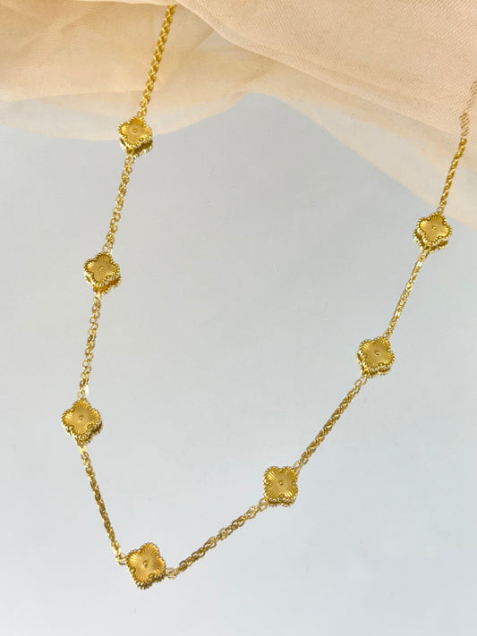 7 clovers, multiple clover necklace, clover necklace, gold clover jewelry, clover jewelry