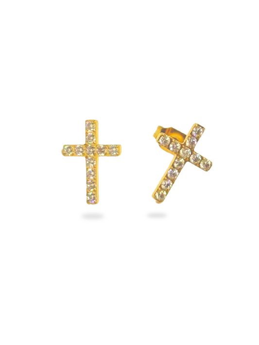 cross stud earring, stud earring, stone earrings, cross jewelry