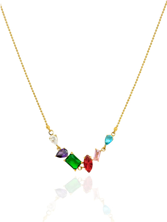 gold necklace, timeless jewellery, perfect gift for her, elegant necklace, charm necklace, best gift for her, classic gold chain necklace, stylish gift, statement necklace, versatile necklace, necklace Australia, link chain necklace, interlocking pendant necklace, y-shaped necklace, necklace with stone pendant, necklace with bold pendant, pendant with stones, necklace with gem pendant, necklace with colored stone pendant, gem necklace, unique design necklace
