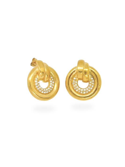 gold earrings, elegant earrings, simple earrings, hoop earrings, stones