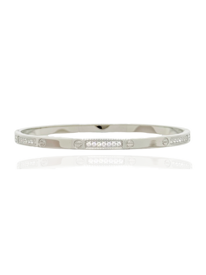 silver bangle, elegant bangle, minimalist bangle, thin bangle, simple bangle, bangle with stones