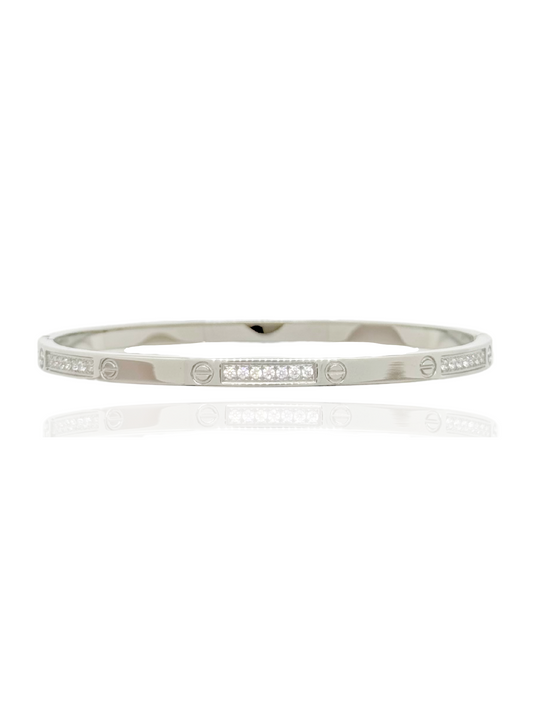 silver bangle, elegant bangle, minimalist bangle, thin bangle, simple bangle, bangle with stones