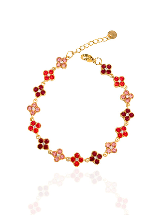 SSDXJ, white clover bracelet, red clover bracelet, pink clover bracelet, multicolored clover bracelet, mixed colors clover bracelet, fashion bracelet, cute clover bracelet, cute bracelet, colorful clover bracelet, clover bracelet, charm bracelet, blue clover bracelet, zircon bracelet, bracelet with stones, flower bracelet, flower charm bracelet, mixed color bracelet