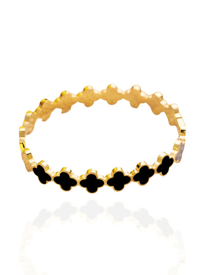 clover bangle, plain clover bangle, white clover bangle, black clover bangle, versatile bangle, lightweight bangle, clover bracelet, timeless bangle, timeless clover bangle, cute bangle, flower bangle, gold clover bangle