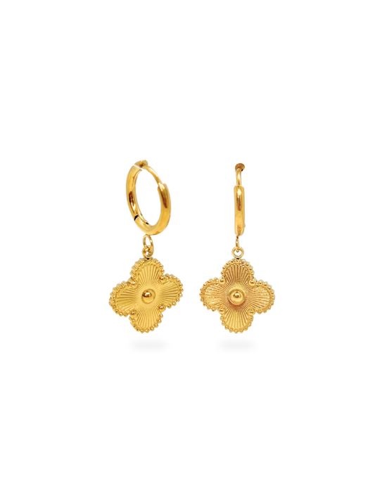 cute earrings, kids earrings, simple earrings, clover earrings, gold earrings, flower earrings