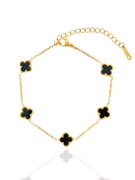 clover bracelet, black clover bracelet, black clover, cute bracelet, 5 clover bracelet, gold bracelet