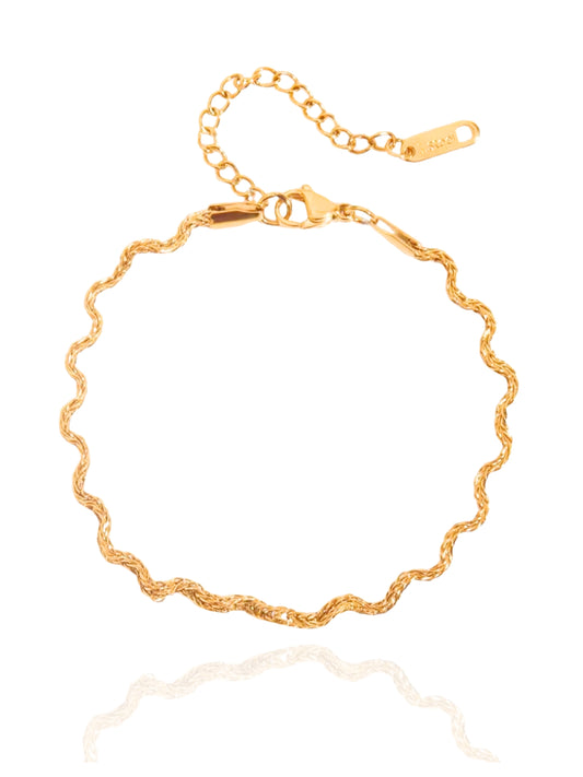 gold bracelet, minimalist, formal wear, jewellery for occasion, gift idea for her, cute bracelet, dainty bracelet, elegant bracelet, dainty, unique bracelet, chain bracelet, wave chain