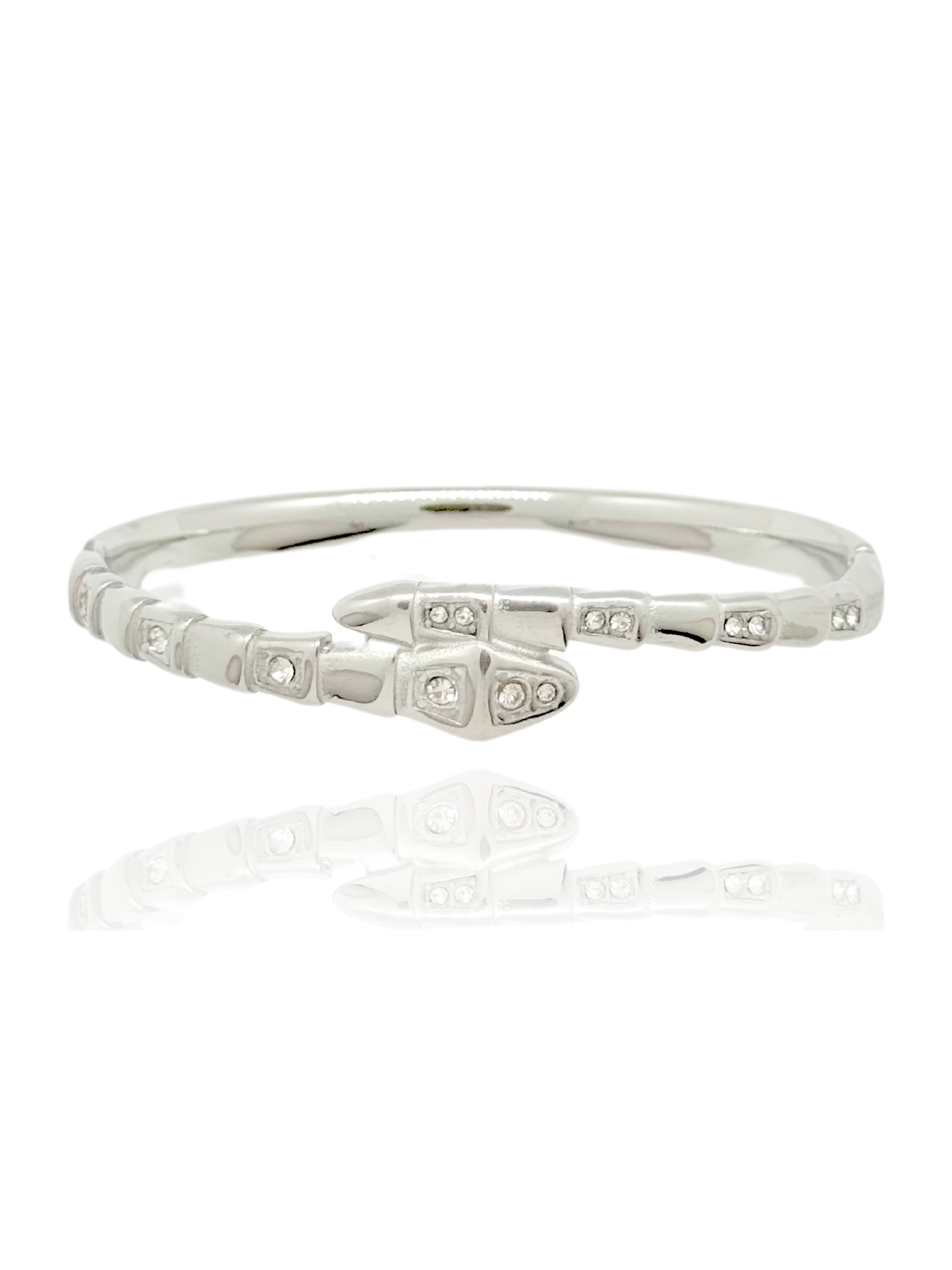 silver bangle, serpent bangle, simple design bangle, bangle with stones, thin bangle