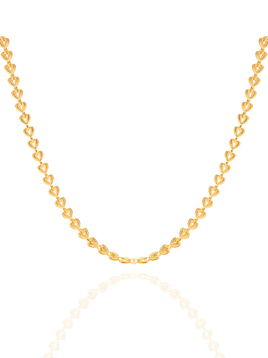 gold necklace, timeless jewellery, perfect gift for her, elegant necklace, charm necklace, best gift for her, classic gold chain necklace, stylish gift, statement necklace, versatile necklace, necklace Australia, link chain necklace, interlocking pendant necklace, y-shaped necklace, necklace with stone pendant, necklace with minimalist pendant, pendant with stones, necklace with gem pendant, minimalist design necklace, heart chain necklace