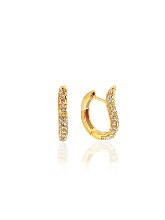 hoop earrings, gold earrings with stones, elegant earrings, sparkling earrings, simple earrings