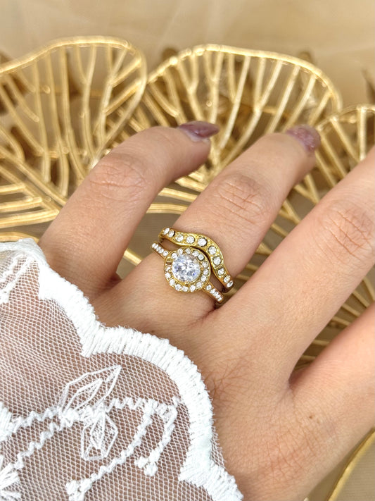 Ring set. stone ring set, stone ring, diamond ring, 2in1 ring, promise ring, gold promise ring