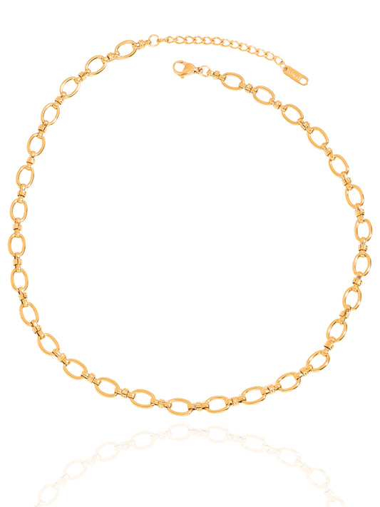 gold necklace, timeless jewellery, perfect gift for her, elegant necklace, charm necklace, best gift for her, classic gold chain necklace, stylish gift, statement necklace, versatile necklace, necklace Australia, link chain necklace, interlocking pendant necklace, y-shaped necklace, necklace with stone pendant, necklace with minimalist pendant, pendant with stones, necklace with gem pendant, minimalist design necklace, choker necklace, stackable chain choker