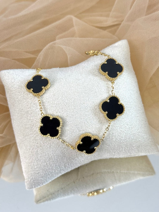 large clover, large clover black, black clover bracelet, bracelet clover in black, clover bracelet