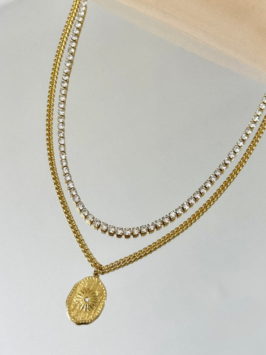 layered necklace, simple necklace, choker, tennis layared necklace, simple jewelry