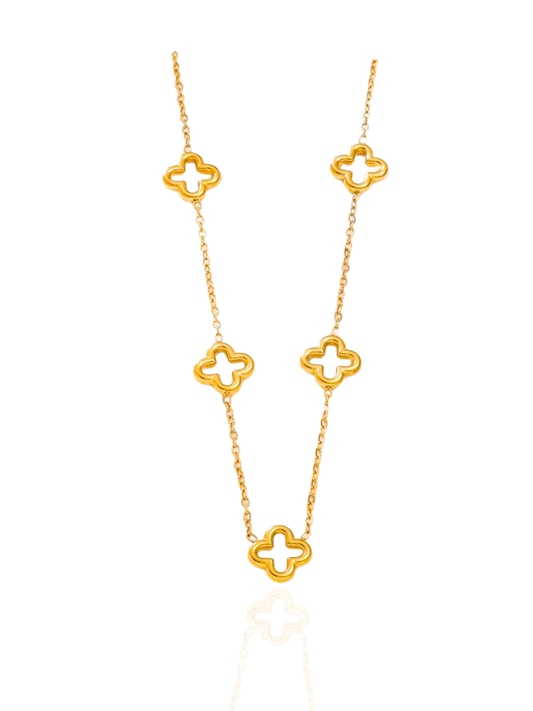 timeless jewellery, perfect gift for her, elegant necklace, charm necklace, best gift for her, classic gold chain necklace, stylish gift, statement necklace, versatile necklace, necklace Australia, chain necklace, link chain necklace, clover necklace, gold necklace, 5-clover necklace, flower necklace
