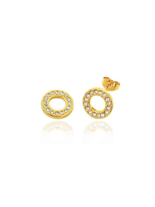 stud round earrings, round earrings, gold earrings with stone, simple round earrings 