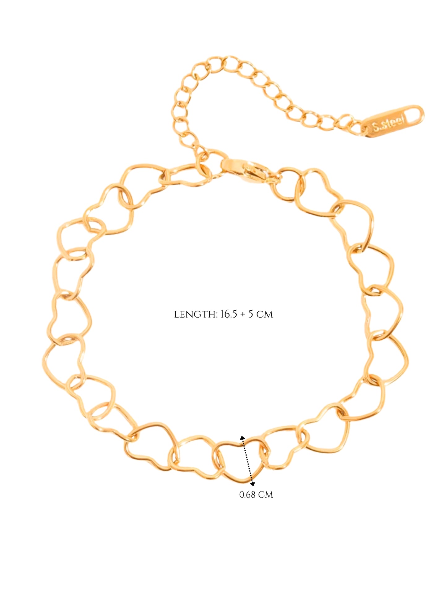 gold bracelet, minimalist, formal wear, jewellery for occasion, gift idea for her, cute bracelet, dainty bracelet, elegant bracelet, dainty, unique bracelet, chain bracelet, heart chain bracelet, heart design bracelet