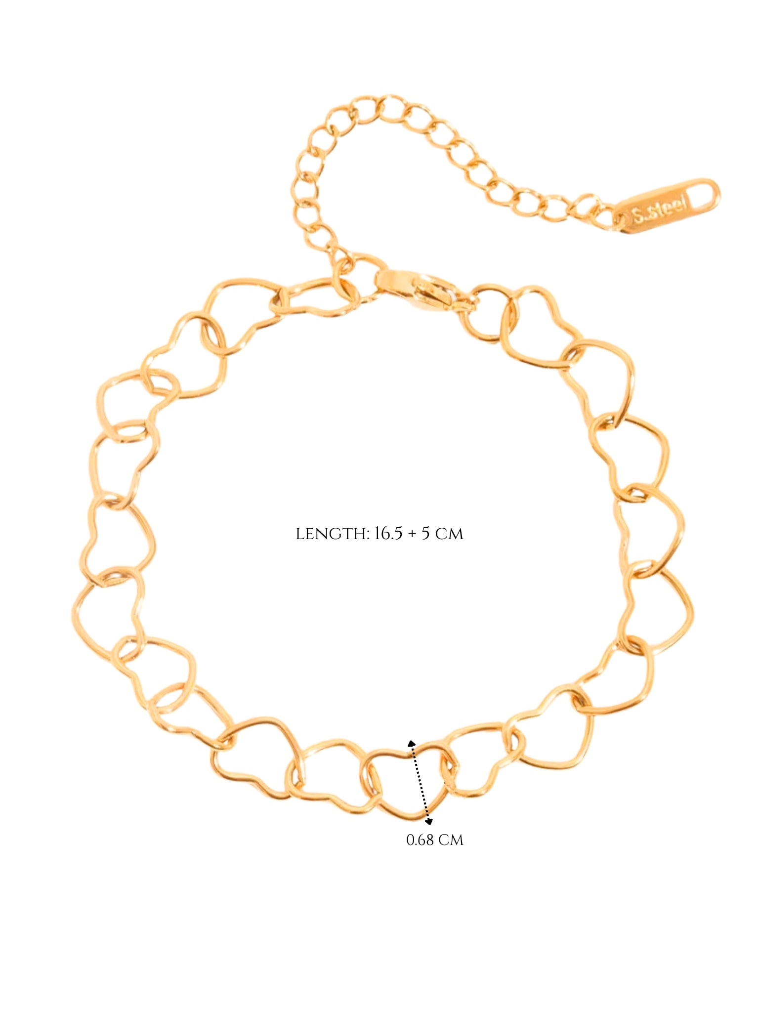gold bracelet, minimalist, formal wear, jewellery for occasion, gift idea for her, cute bracelet, dainty bracelet, elegant bracelet, dainty, unique bracelet, chain bracelet, heart chain bracelet, heart design bracelet