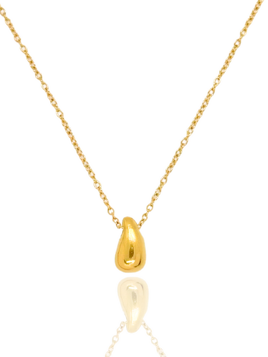 gold necklace, tear drop necklace, tear drop pendant, necklace with pendant, simple pendant