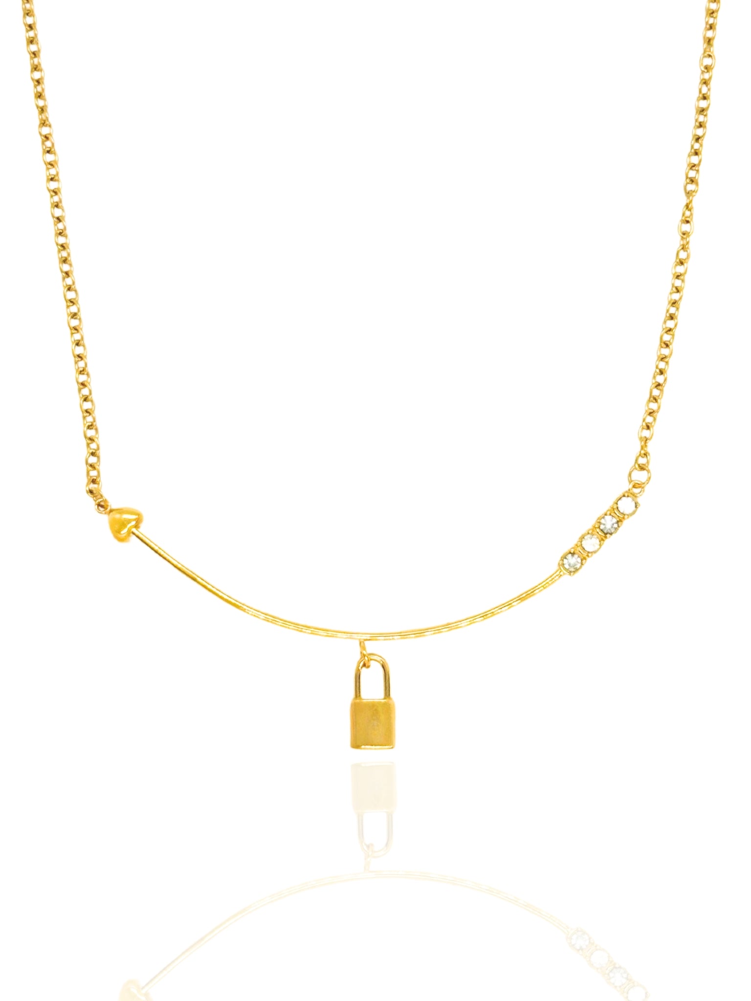gold necklace, timeless jewellery, perfect gift for her, elegant necklace, charm necklace, best gift for her, classic gold chain necklace, stylish gift, statement necklace, versatile necklace, necklace Australia, link chain necklace, interlocking pendant necklace, y-shaped necklace, necklace with stone pendant, necklace with bold pendant, pendant with stones, necklace with gem pendant, lock pendant