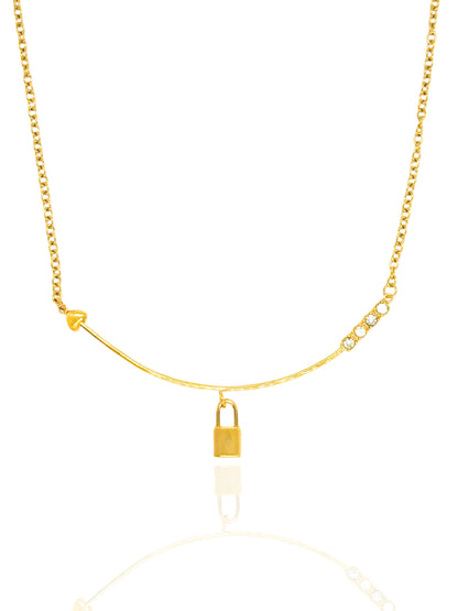 gold necklace, timeless jewellery, perfect gift for her, elegant necklace, charm necklace, best gift for her, classic gold chain necklace, stylish gift, statement necklace, versatile necklace, necklace Australia, link chain necklace, interlocking pendant necklace, y-shaped necklace, necklace with stone pendant, necklace with bold pendant, pendant with stones, necklace with gem pendant, lock pendant