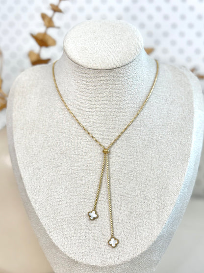 clover necklace, double clover, white clover necklace, clover jewelry