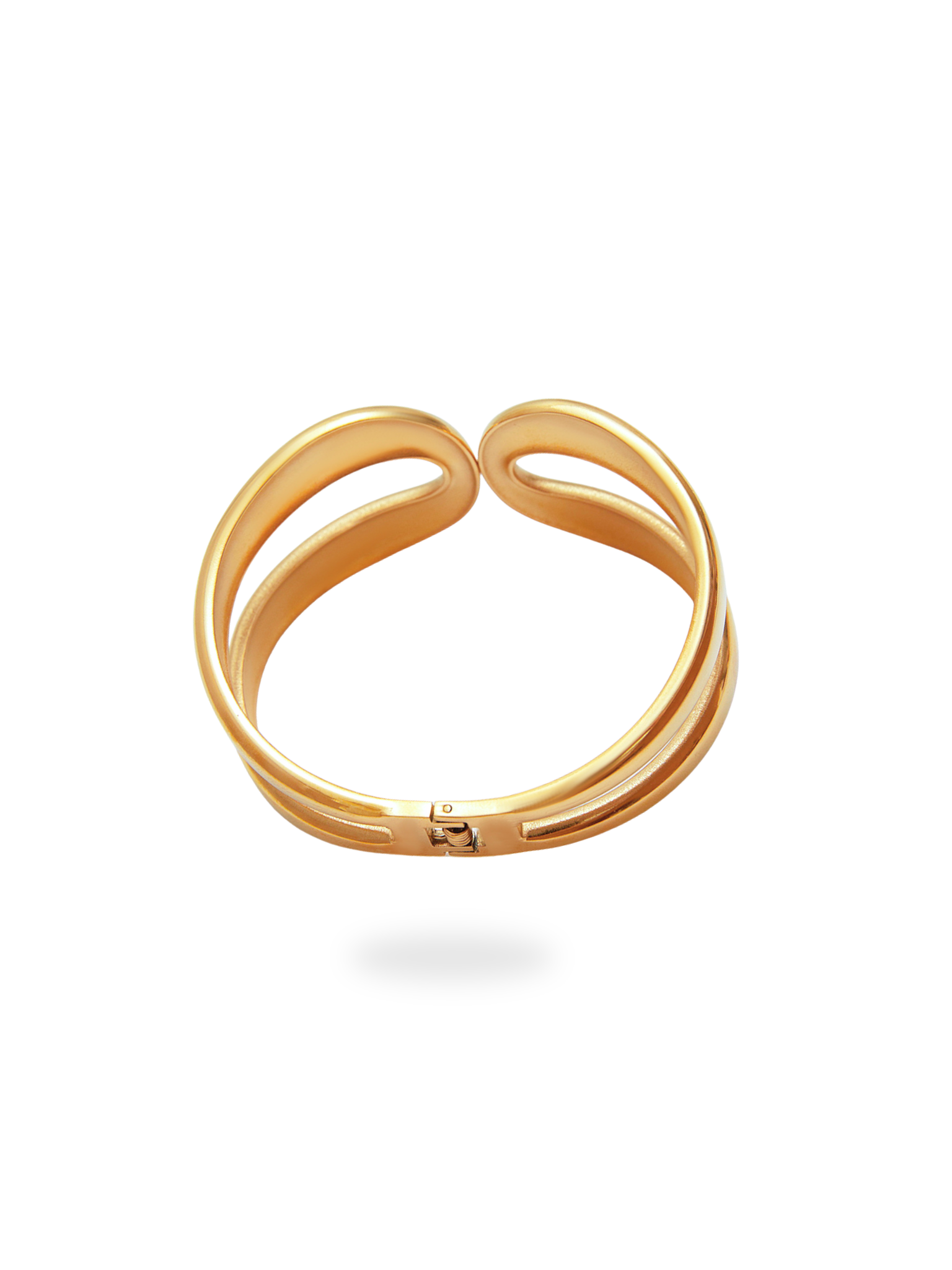 Gold bangle with a unique design on a white background, maximalist, formal wear, elegant wear, gold bangle