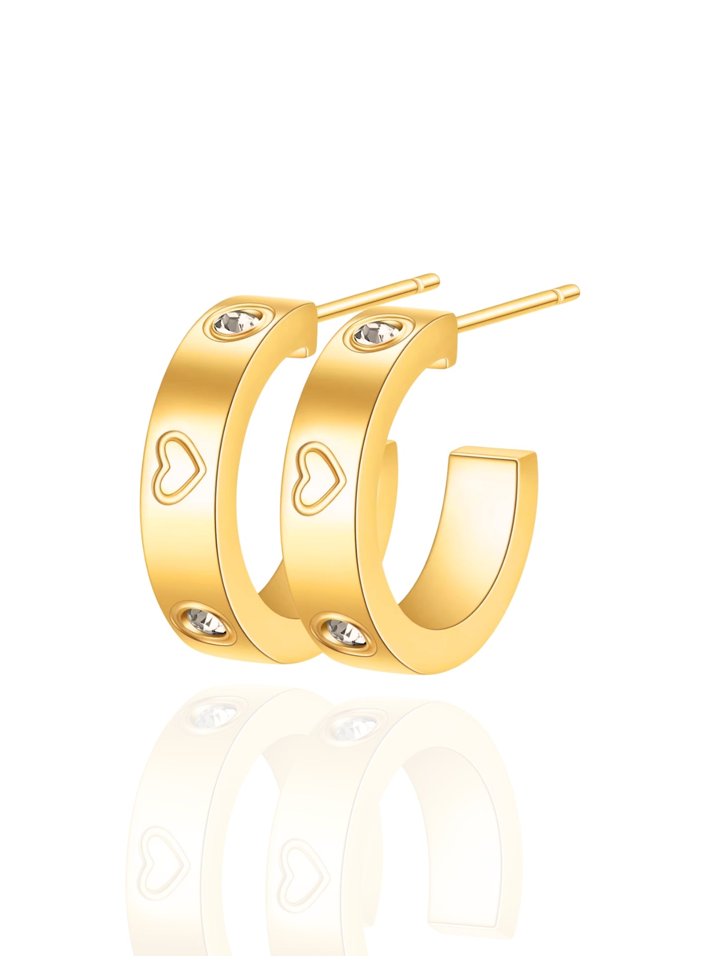 timeless jewellery, perfect gift for her, elegant earrings, dainty jewellery, simple jewellery, fashion accessories, sleek jewellery, trendy jewellery, lightweight earrings, stylish earrings, cute earrings, dainty earrings, earrings with stones, classic gold earring, heart design earrings