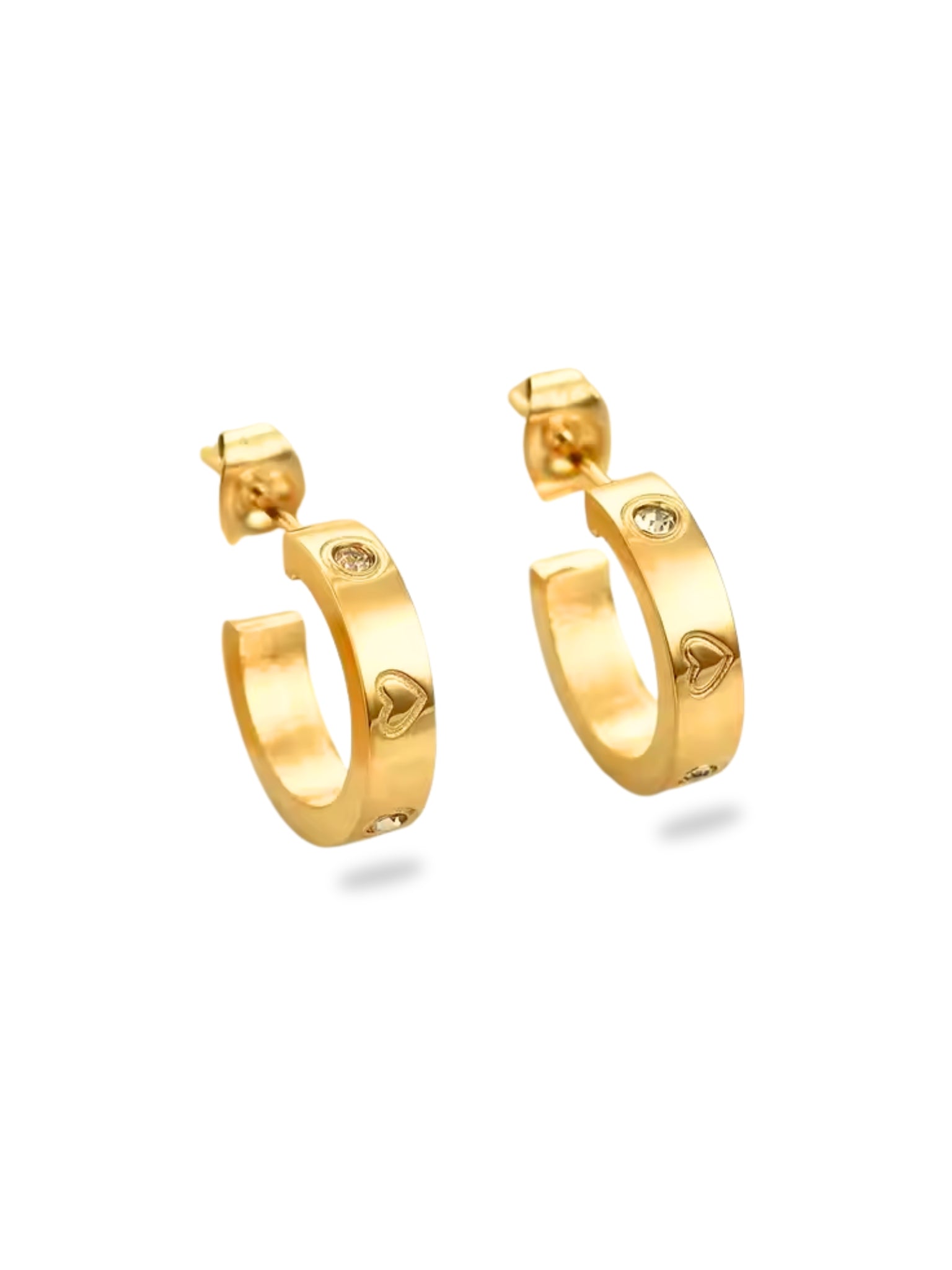 timeless jewellery, perfect gift for her, elegant earrings, dainty jewellery, simple jewellery, fashion accessories, sleek jewellery, trendy jewellery, lightweight earrings, stylish earrings, cute earrings, dainty earrings, earrings with stones, classic gold earring, heart design earrings