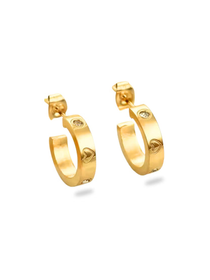 timeless jewellery, perfect gift for her, elegant earrings, dainty jewellery, simple jewellery, fashion accessories, sleek jewellery, trendy jewellery, lightweight earrings, stylish earrings, cute earrings, dainty earrings, earrings with stones, classic gold earring, heart design earrings