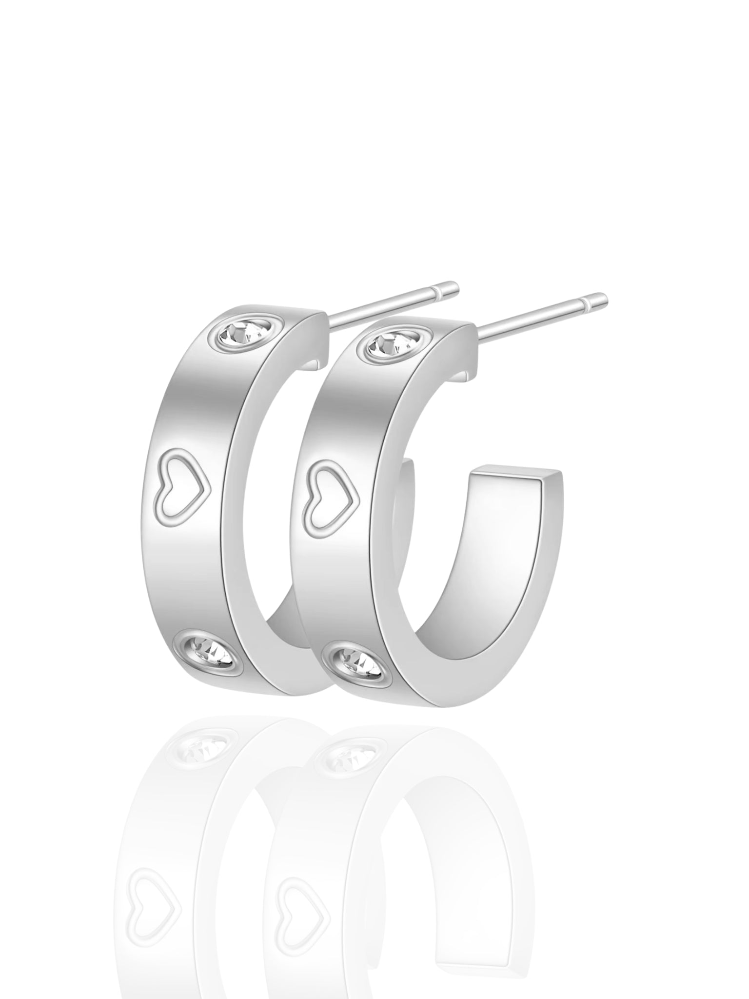 timeless jewellery, perfect gift for her, elegant earrings, dainty jewellery, simple jewellery, fashion accessories, sleek jewellery, trendy jewellery, lightweight earrings, stylish earrings, cute earrings, dainty earrings, earrings with stones, classic silver earring, heart design earrings