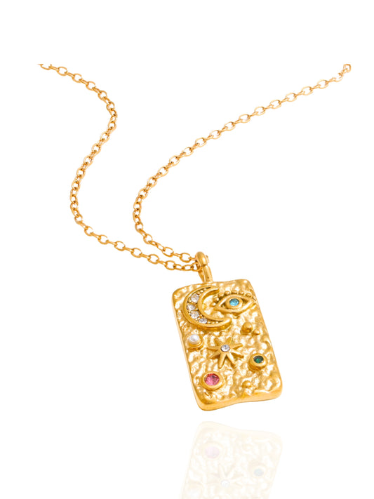 gold necklace, timeless jewellery, perfect gift for her, elegant necklace, charm necklace, best gift for her, classic gold chain necklace, stylish gift, statement necklace, versatile necklace, necklace Australia, link chain necklace, interlocking pendant necklace, y-shaped necklace, necklace with stone pendant, necklace with bold pendant, pendant with stones, necklace with gem pendant, necklace with colored stone pendant, gem necklace, cross pendant necklace, faith necklace
