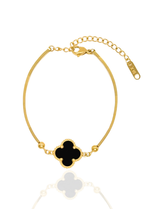 black bracelet, clover bracelet, minimalist bracelet, simple, bracelet for kids, cute bracelet