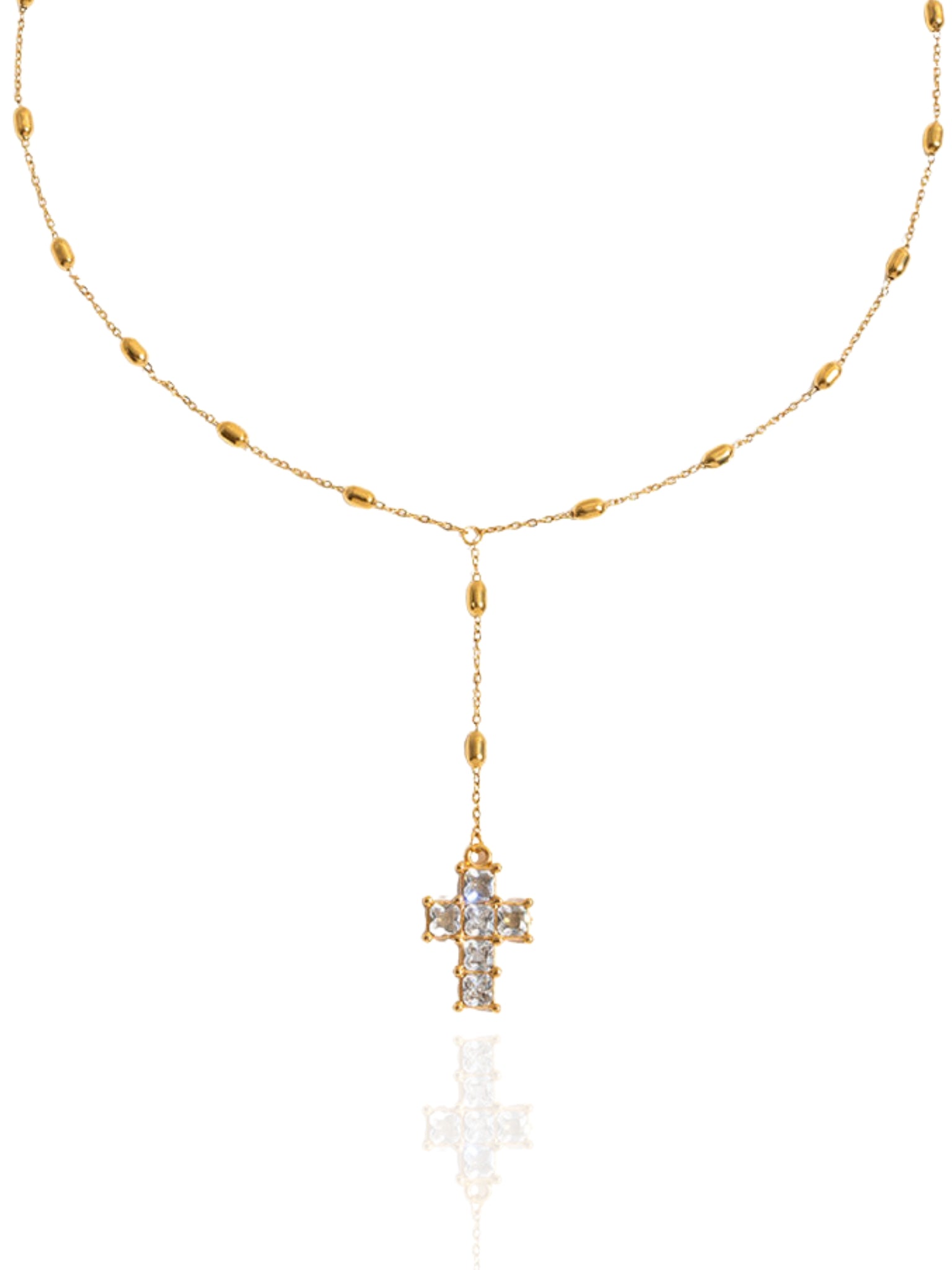 gold necklace, timeless jewellery, perfect gift for her, elegant necklace, charm necklace, best gift for her, classic gold chain necklace, stylish gift, statement necklace, versatile necklace, necklace Australia, link chain necklace, interlocking pendant necklace, y-shaped necklace, necklace with stone pendant, necklace with bold pendant, pendant with stones, necklace with gem pendant, necklace with colored stone pendant, gem necklace, cross pendant necklace