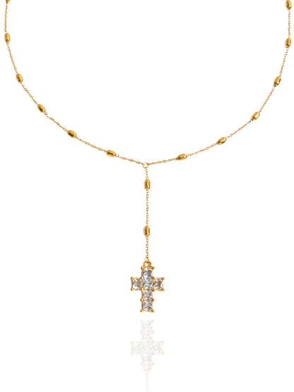 gold necklace, timeless jewellery, perfect gift for her, elegant necklace, charm necklace, best gift for her, classic gold chain necklace, stylish gift, statement necklace, versatile necklace, necklace Australia, link chain necklace, interlocking pendant necklace, y-shaped necklace, necklace with stone pendant, necklace with bold pendant, pendant with stones, necklace with gem pendant, necklace with colored stone pendant, gem necklace, cross pendant necklace