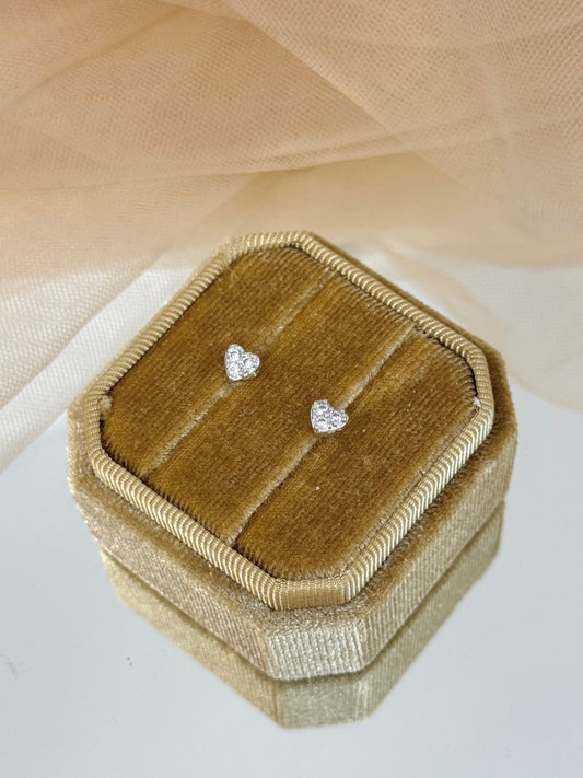 heart-shaped earrings white gold earrings, simple earrings