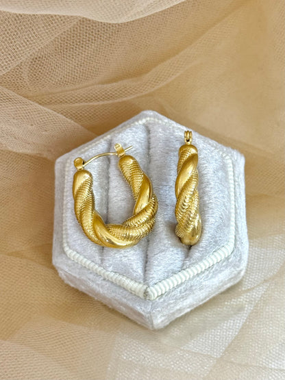 twisted earring, hoop earrings