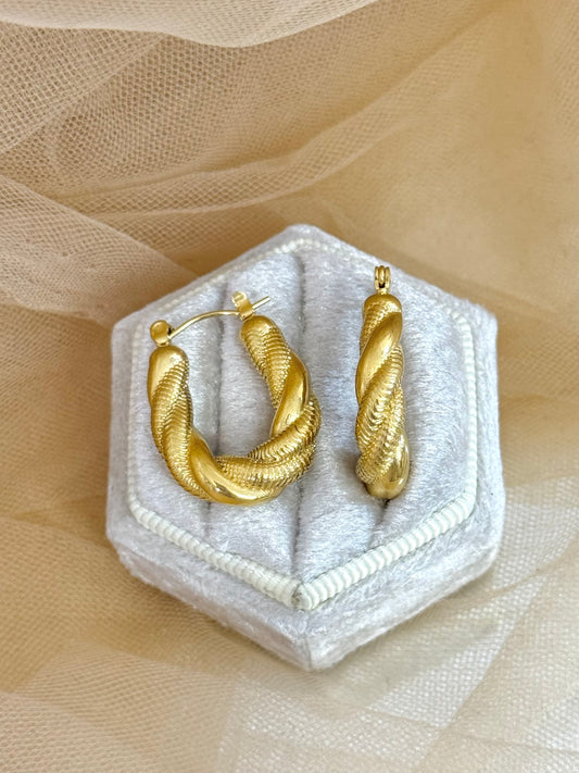 twisted earring, hoop earrings