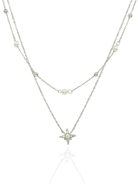 silver necklace, timeless jewellery, perfect gift for her, elegant necklace, charm necklace, best gift for her, classic gold chain necklace, stylish gift, statement necklace, versatile necklace, necklace Australia, link chain necklace, interlocking pendant necklace, y-shaped necklace, necklace with stone pendant, necklace with bold pendant, pendant with stones, necklace with gem pendant, gem necklace, layered necklace, star pendant, moon pendant necklace, star and pearl pendant